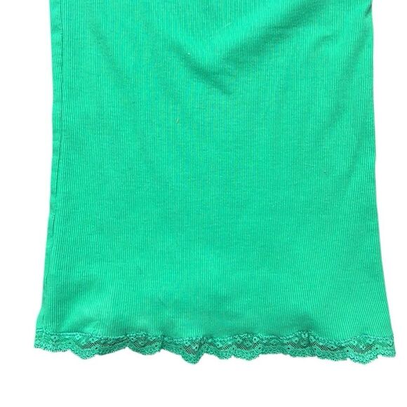 Y2K Vintage Tank Top Woman's XS American Eagle Green Lace Trim Eagle Logo Ribbed - Picture 7 of 10